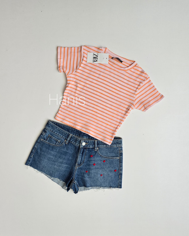 کراپ کبریتی راه راه وارداتی برند ZARA