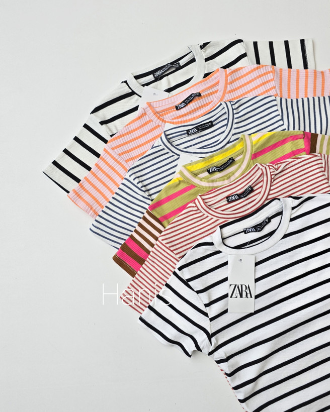 کراپ کبریتی راه راه وارداتی برند ZARA