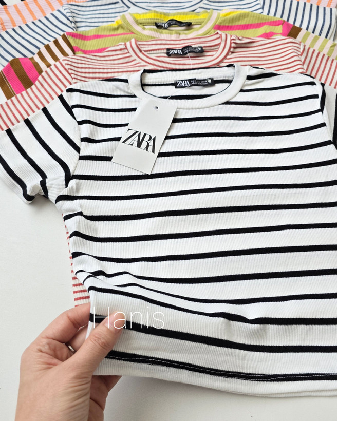 کراپ کبریتی راه راه وارداتی برند ZARA