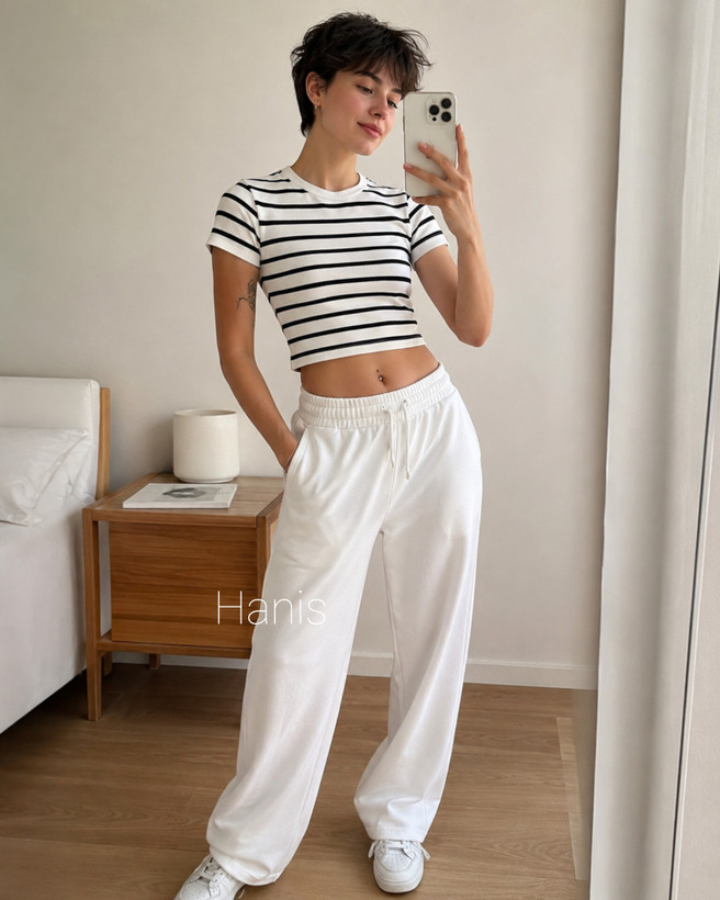 کراپ کبریتی راه راه وارداتی برند ZARA
