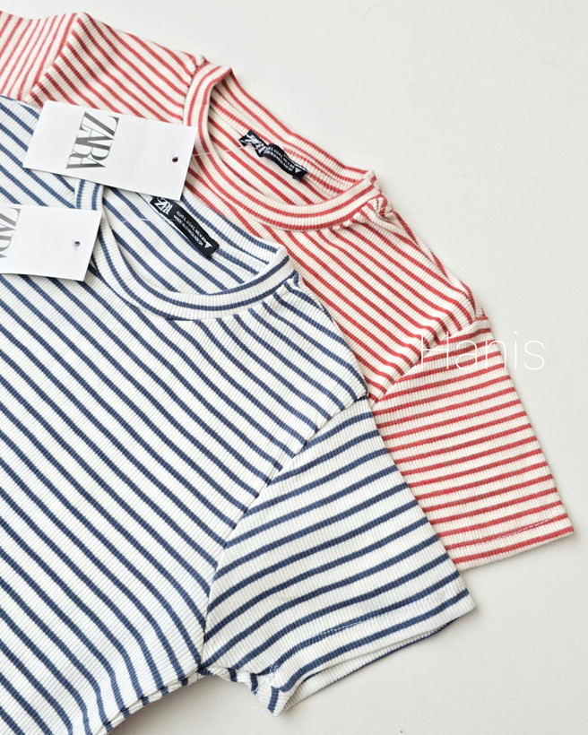 کراپ کبریتی راه راه وارداتی برند ZARA
