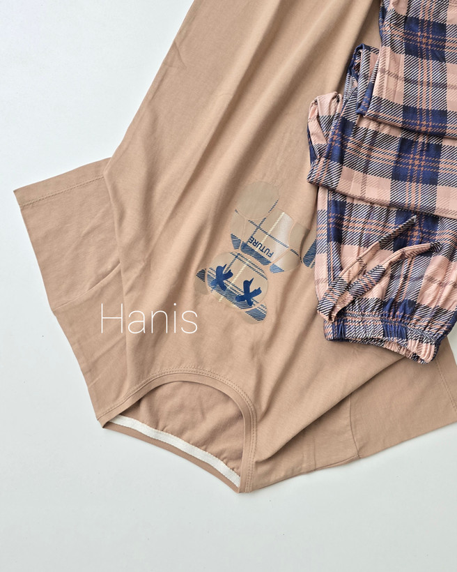 ست راحتی تیشرت و شلوار عروسکی چاپی نخ پنبه