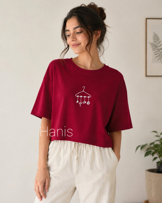 کراپ باکسی طرح چوب لباسی نخ پنبه