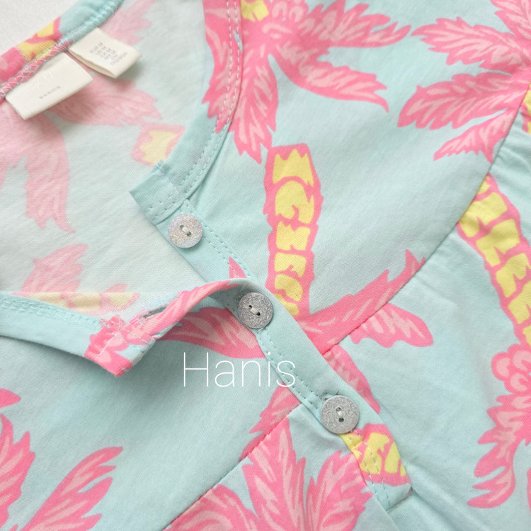 پیراهن ساحلی نخ پنبه بلند دکمه دار وارداتی مدل شیردهی برند H&M