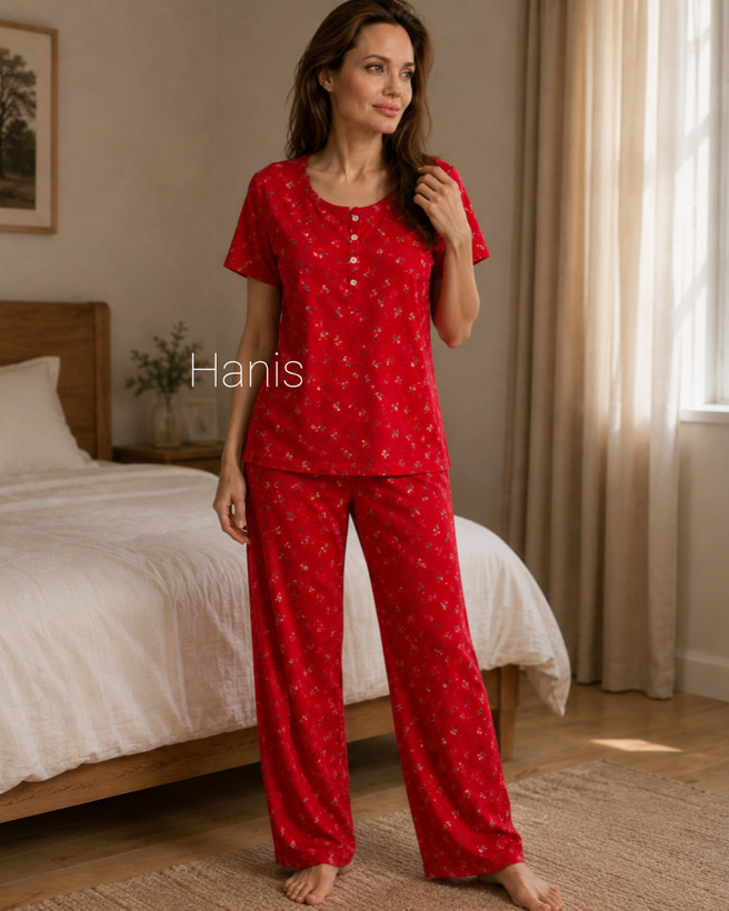 ست تیشرت و شلوار طرحدار کبریتی دکمه دار مدل شیردهی برند ZARA