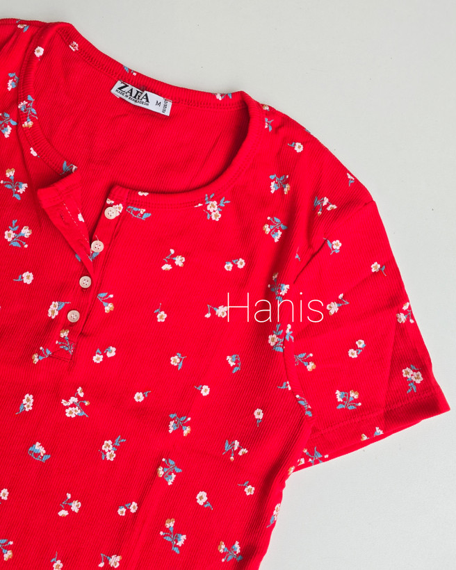 ست تیشرت و شلوار طرحدار کبریتی دکمه دار مدل شیردهی برند ZARA