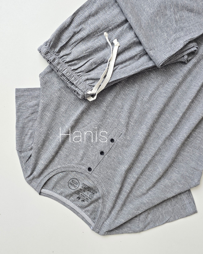 ست تیشرت و شلوارک راه راه نخ پنبه بنگلادشی وارداتی برند H&M