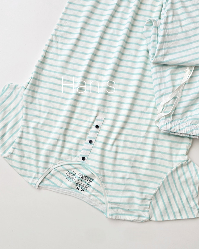 ست تیشرت و شلوارک راه راه نخ پنبه بنگلادشی وارداتی برند H&M