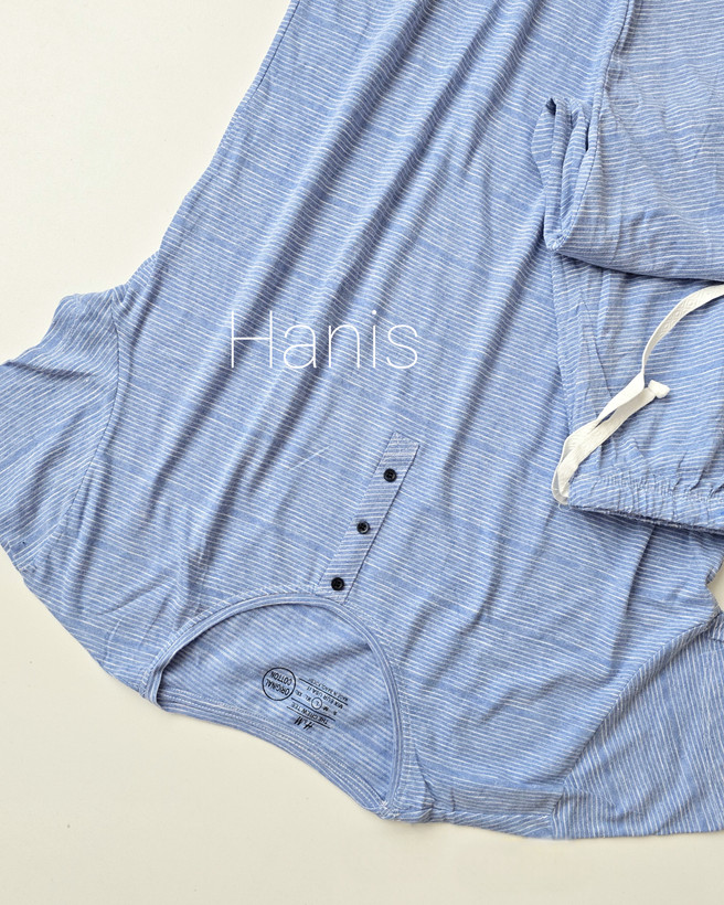 ست تیشرت و شلوارک راه راه نخ پنبه بنگلادشی وارداتی برند H&M