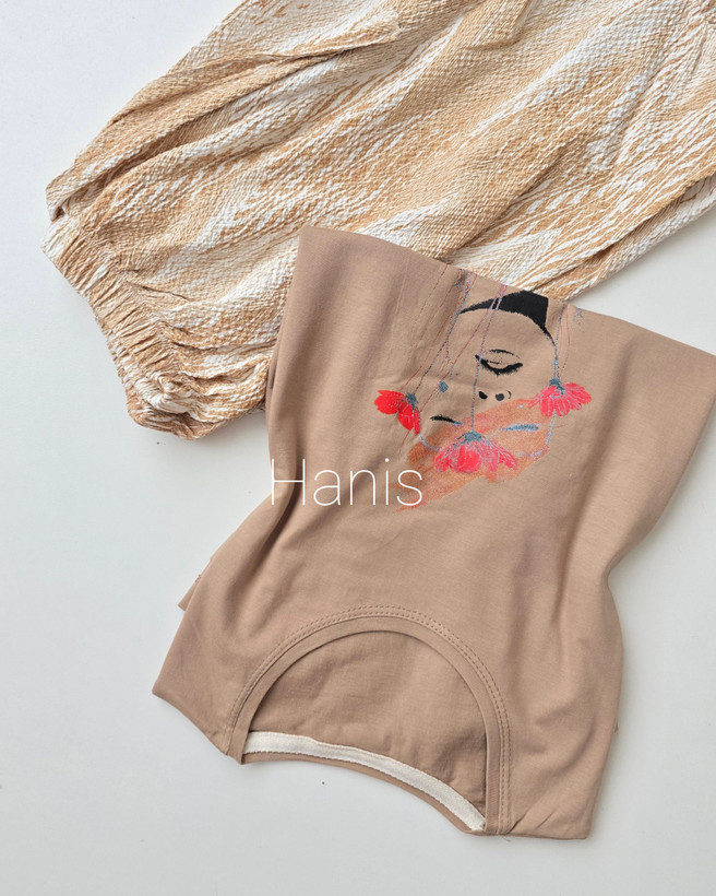 ست تیشرت چاپی نخ پنبه و شلوارک دمپا چیندار پفکی عروسکی زنانه