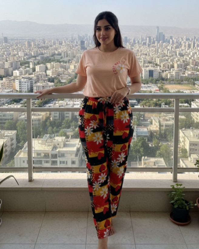 ست تیشرت چاپی لانگ و شلوار بگ بوگاتی پینترستی