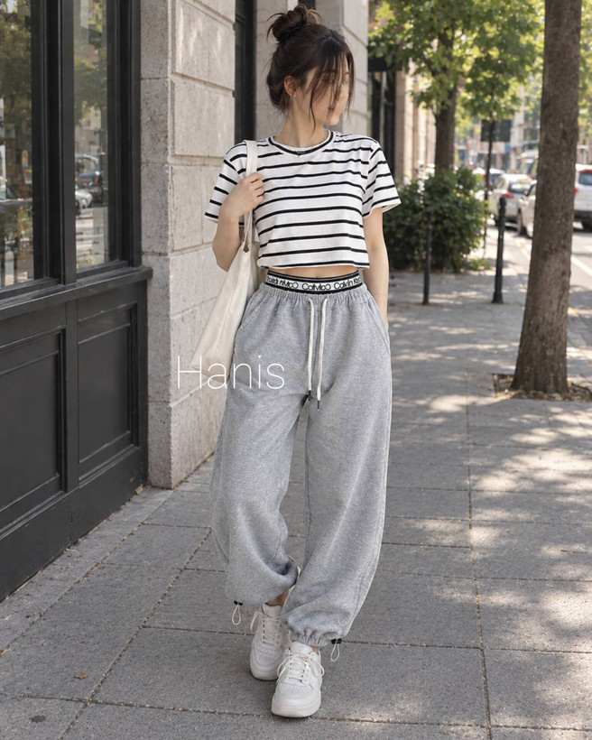 شلوار جاگر پنبه لاکرا گرم بالا بدون کرک پاییزه دخترانه طوسی Calvin Klein