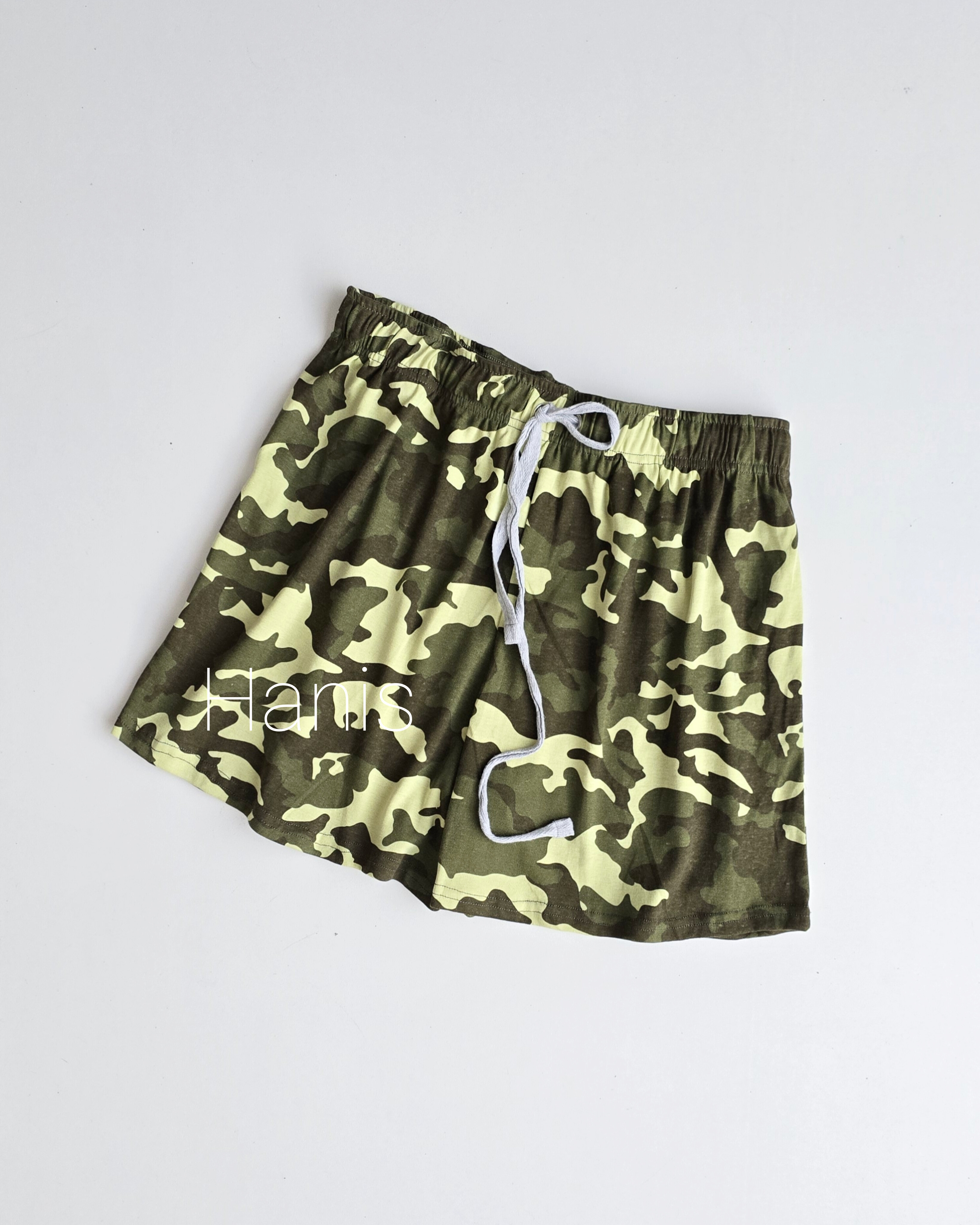 شورتک نخ پنبه زنانه وارداتی برند H&M بنگلادشی طرح ارتشی