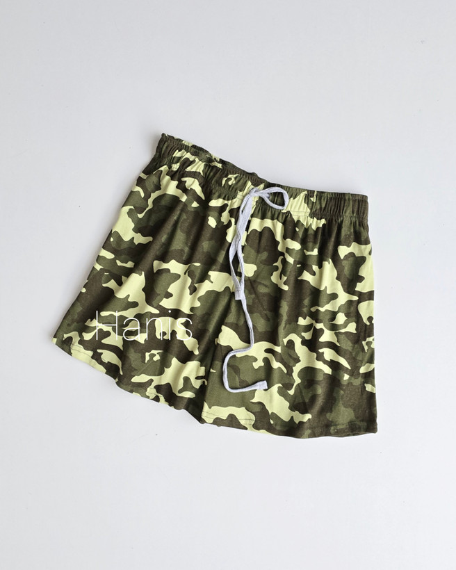 شورتک نخ پنبه زنانه وارداتی برند H&M بنگلادشی طرح ارتشی