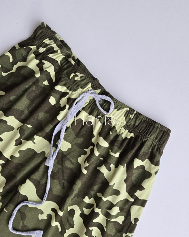 شورتک نخ پنبه زنانه وارداتی برند H&M بنگلادشی طرح ارتشی